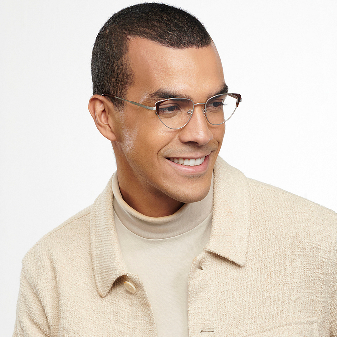 John Jacobs Silver Full Rim Cat Eye left side