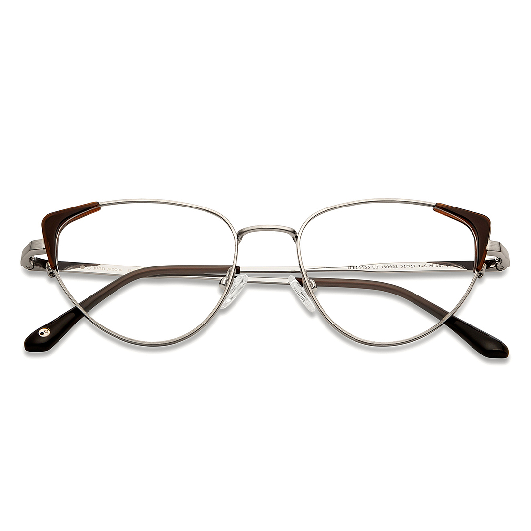 John Jacobs Silver Full Rim Cat Eye left side