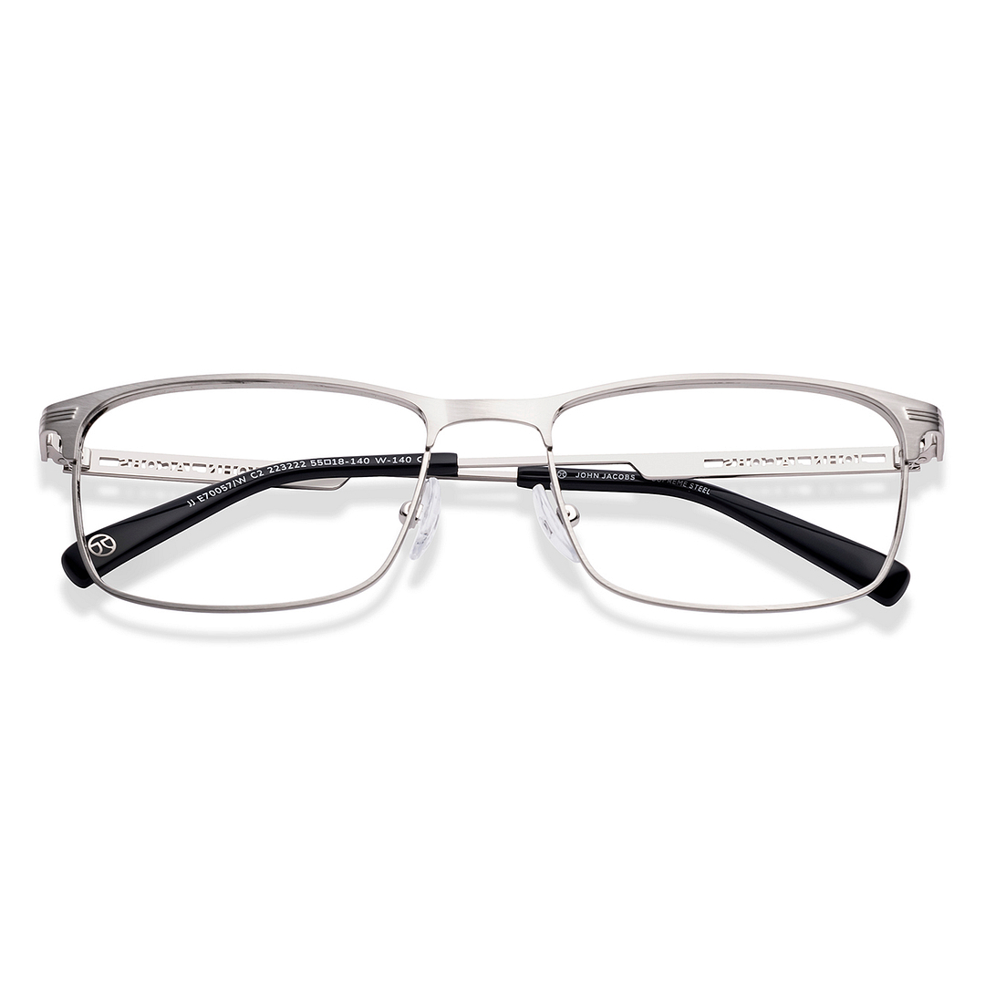 John Jacobs Silver Full Rim Rectangle left side