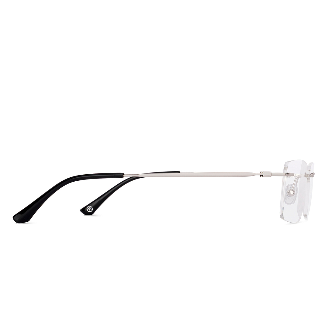 John Jacobs Silver Rimless Rectangle left side