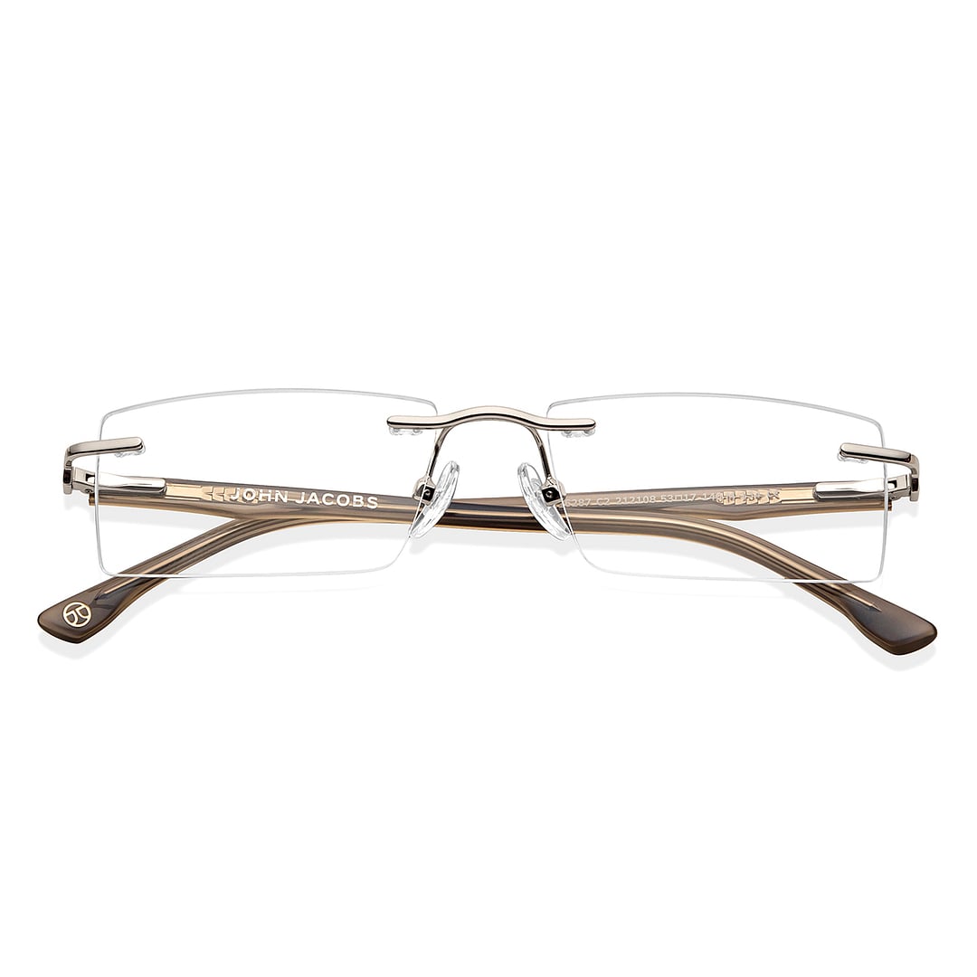 John Jacobs Silver Rimless Rectangle left side