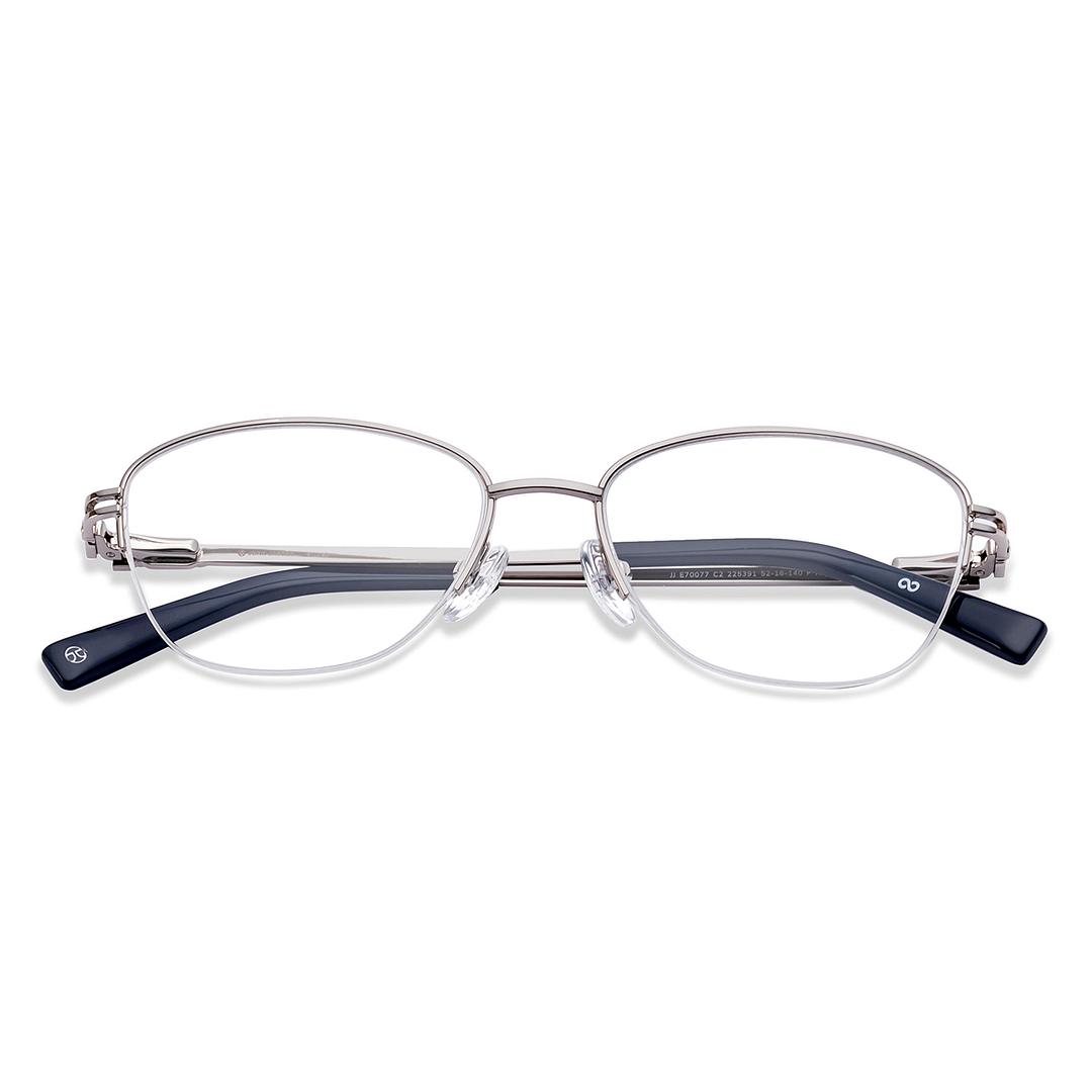 John Jacobs Silver Half Rim Cat Eye left side