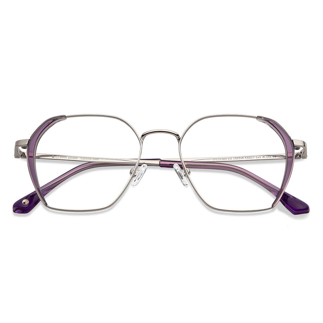 John Jacobs Silver Full Rim Geometric left side