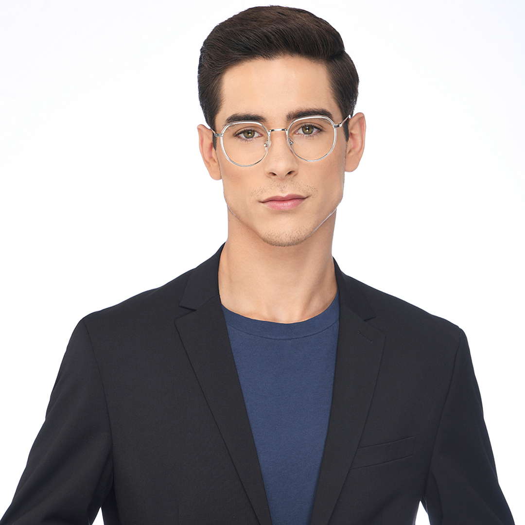 John Jacobs Online Silver Full Rim Geometric right side