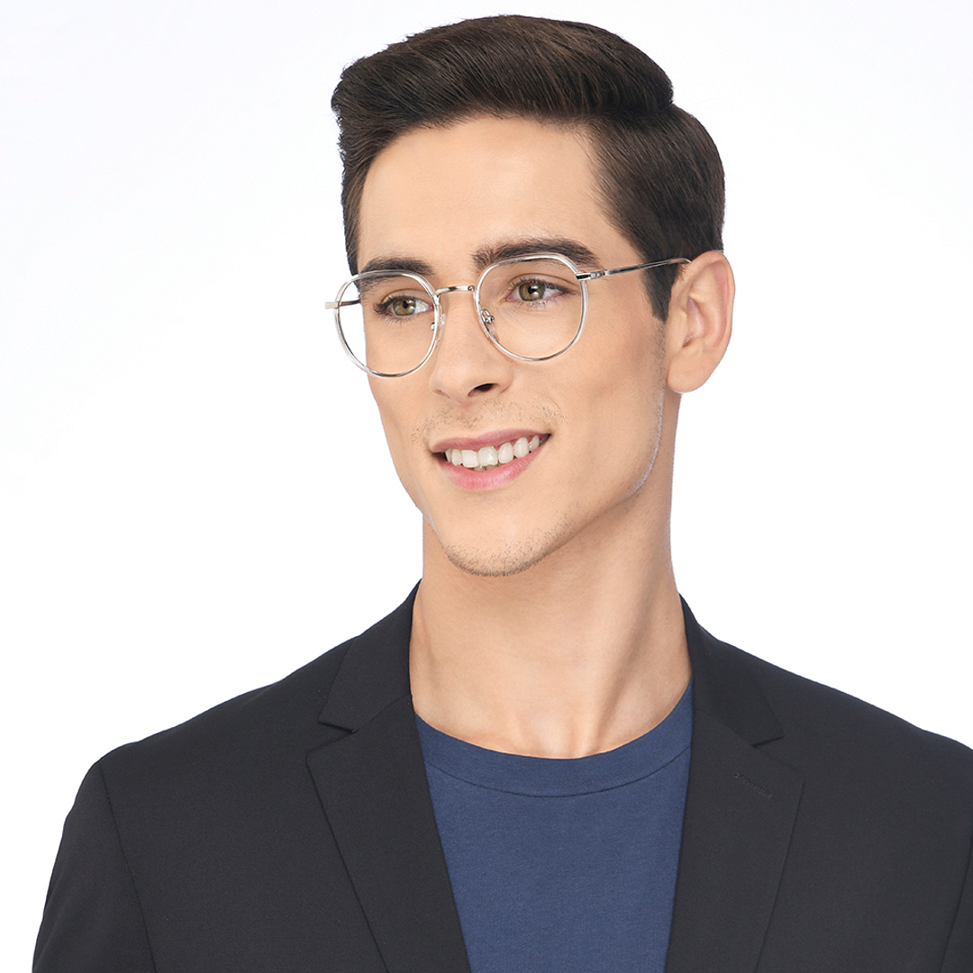 John Jacobs Online Silver Full Rim Geometric left side