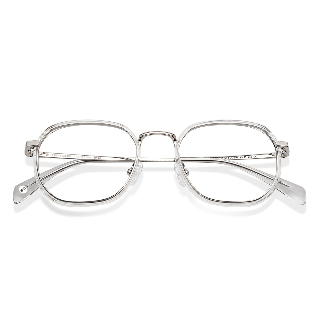 John Jacobs Silver Full Rim Geometric left side