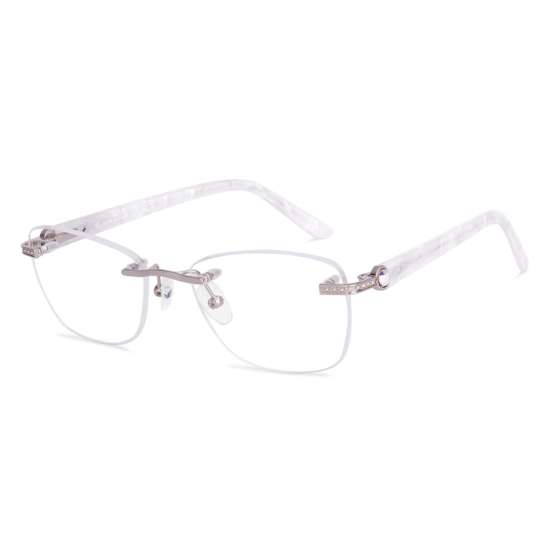 John Jacobs Silver Rimless Rectangle left side