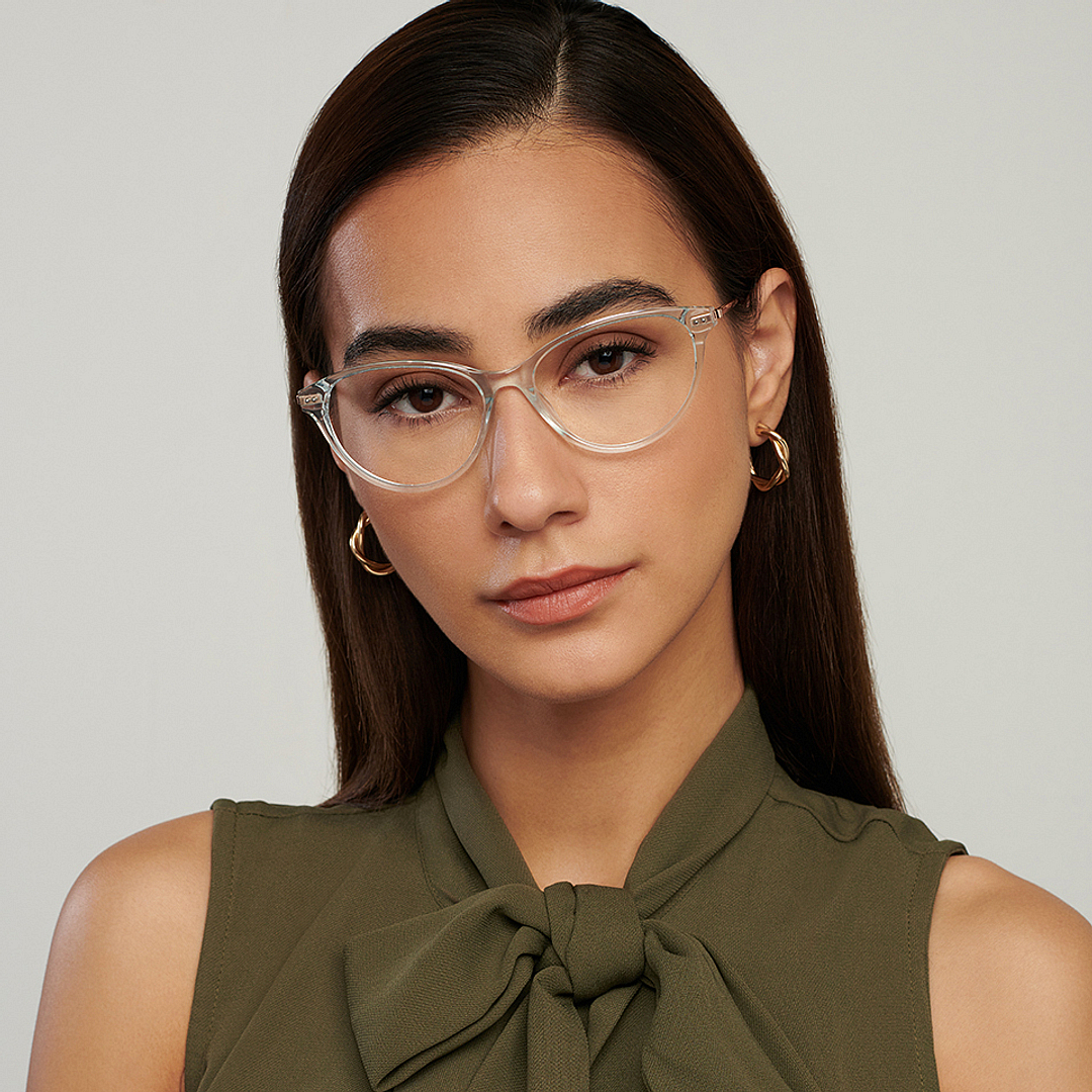 John Jacobs Online Blue Transparent Full Rim Cat Eye right side