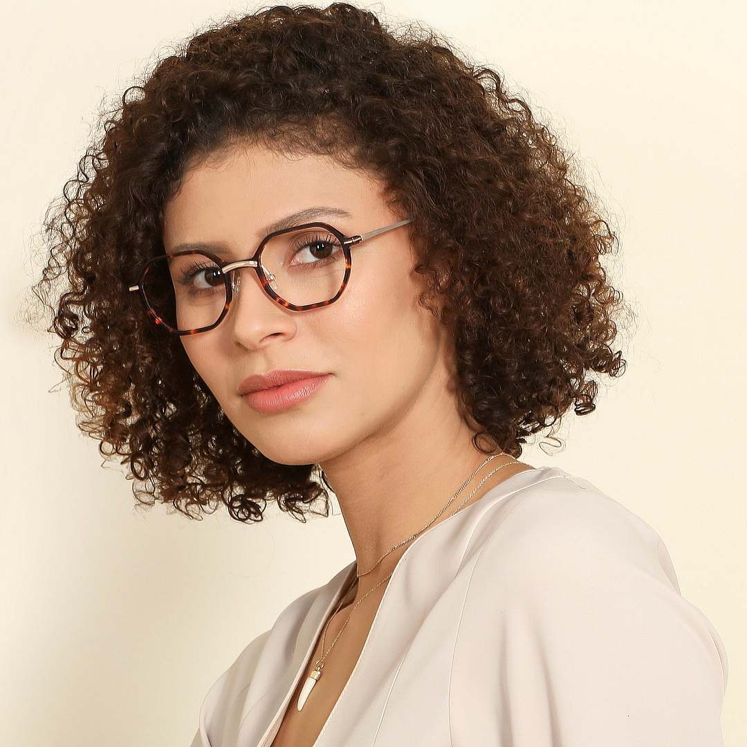 John Jacobs Online Tortoise Full Rim Hexagonal left side