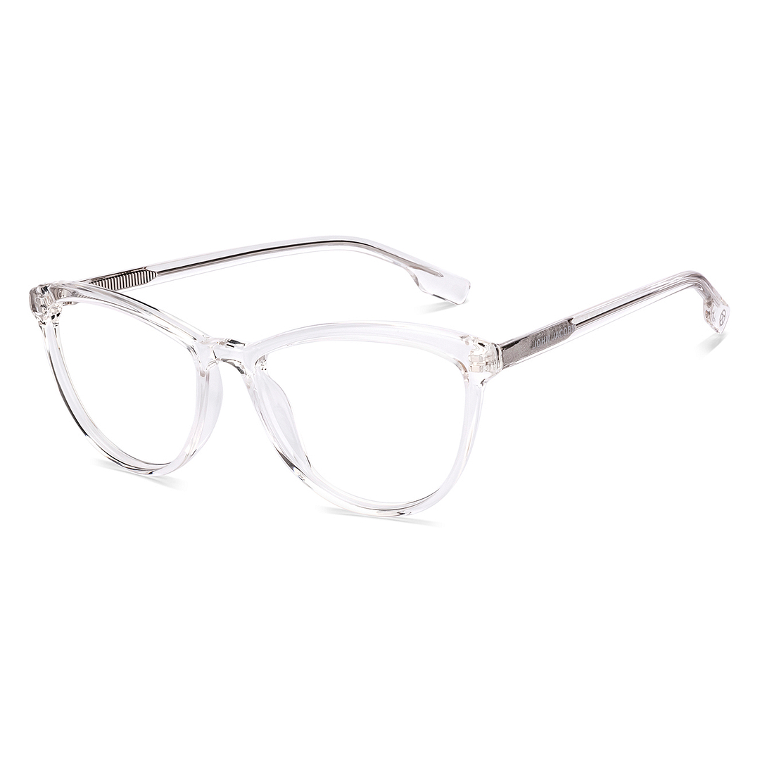 John Jacobs Crystal Transparent Full Rim Cat Eye left side