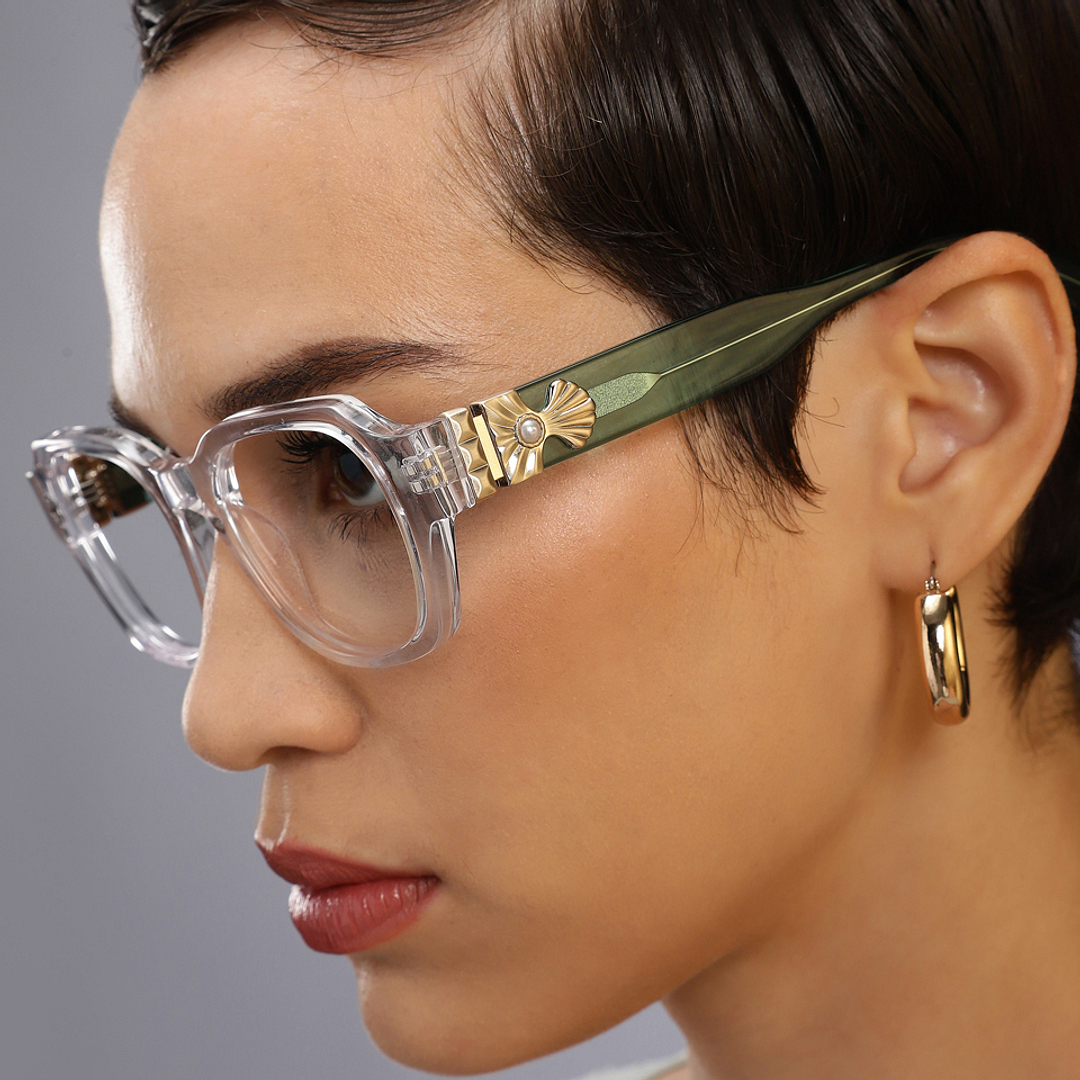 John Jacobs Crystal Transparent Full Rim Square right side