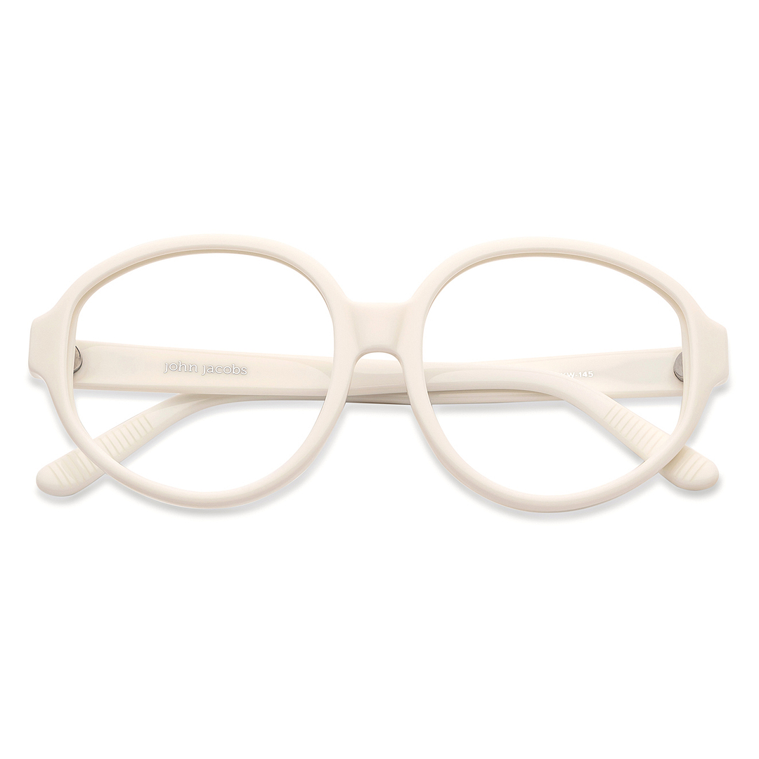 John Jacobs White Full Rim Round left side