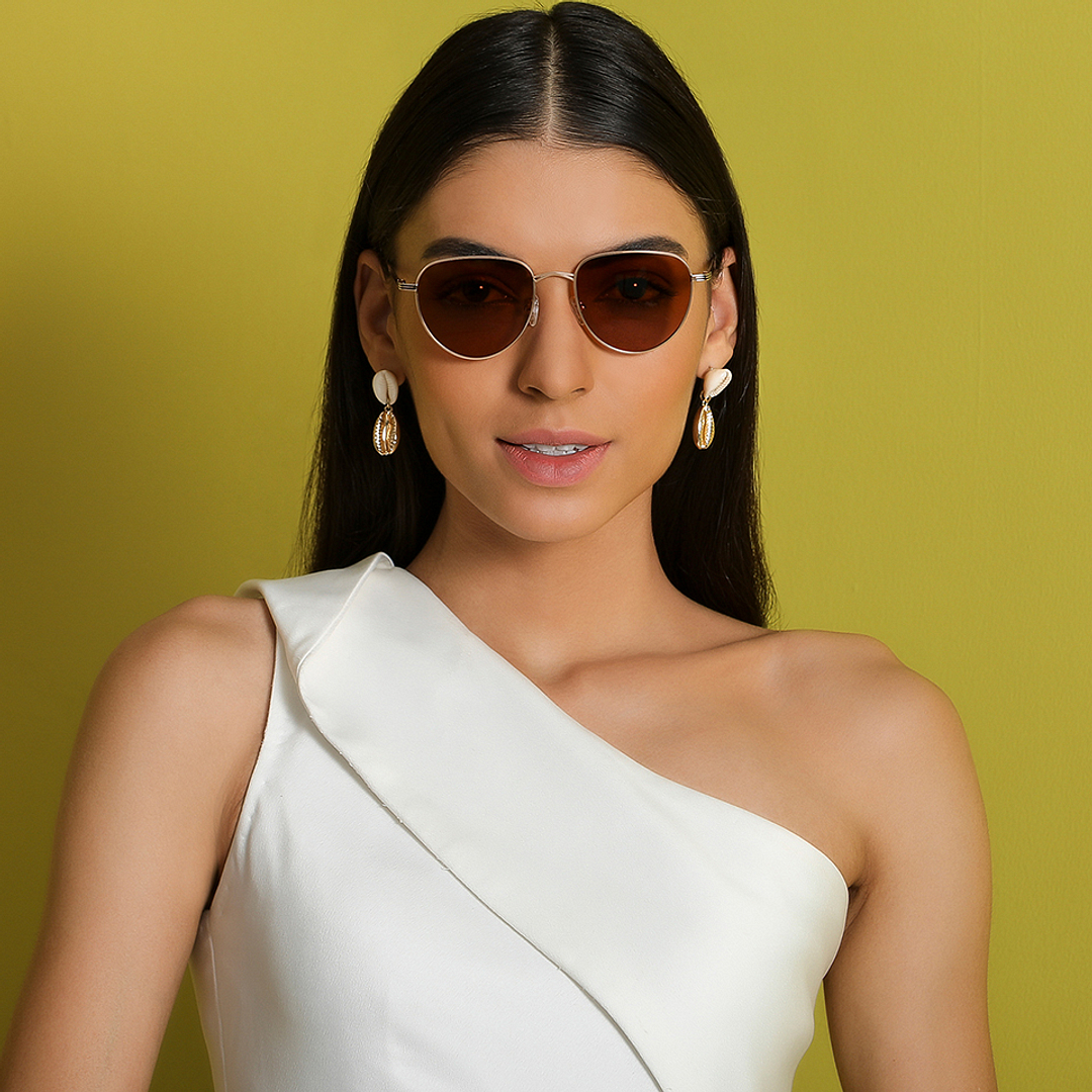 John Jacobs Gold Full Rim Aviator left side