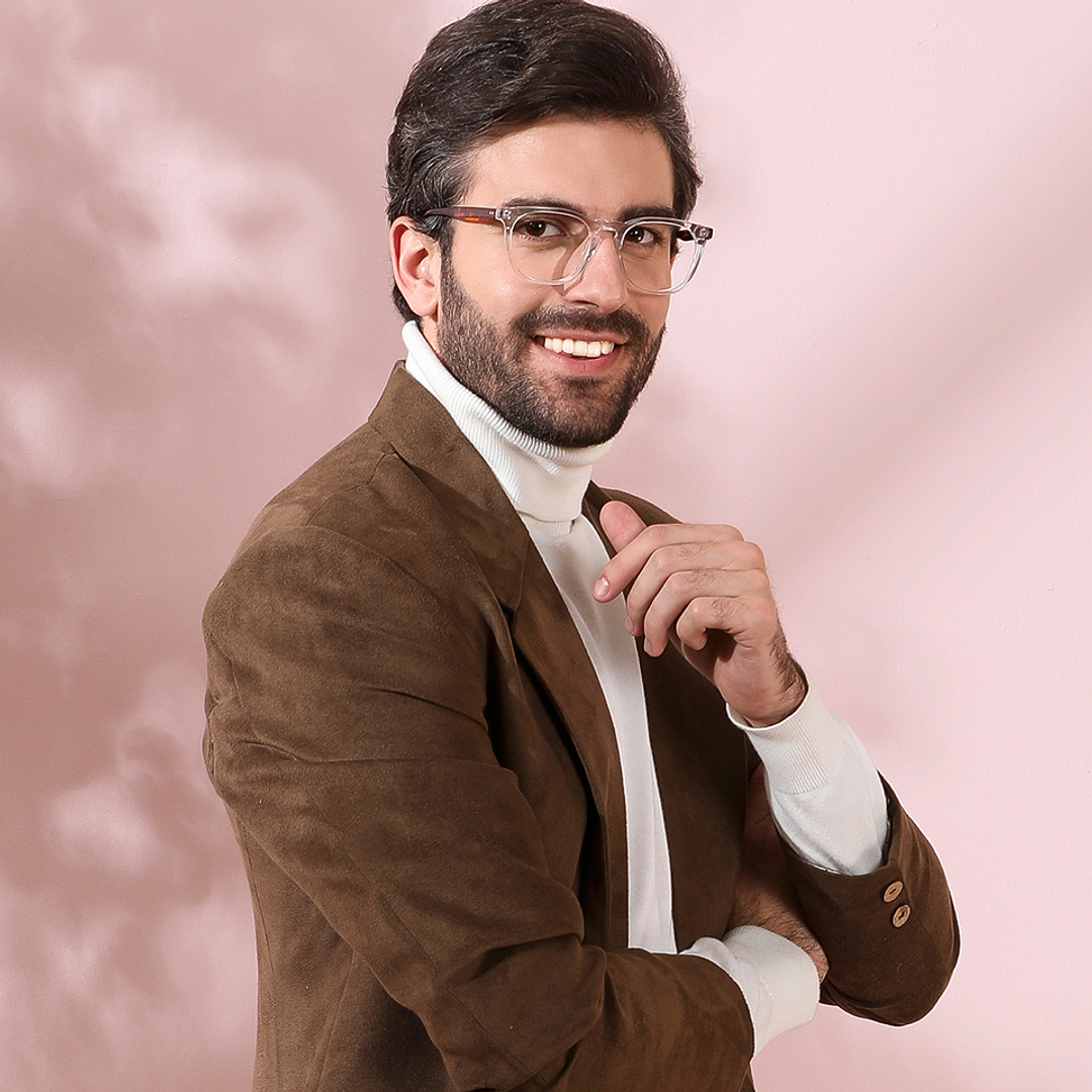 John Jacobs Crystal Transparent Full Rim Square right side