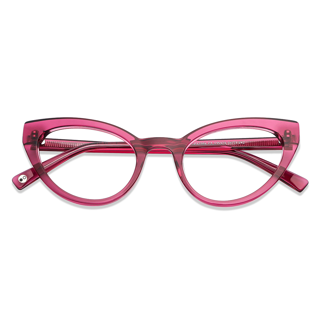 John Jacobs Purple Transparent Full Rim Cat Eye left side