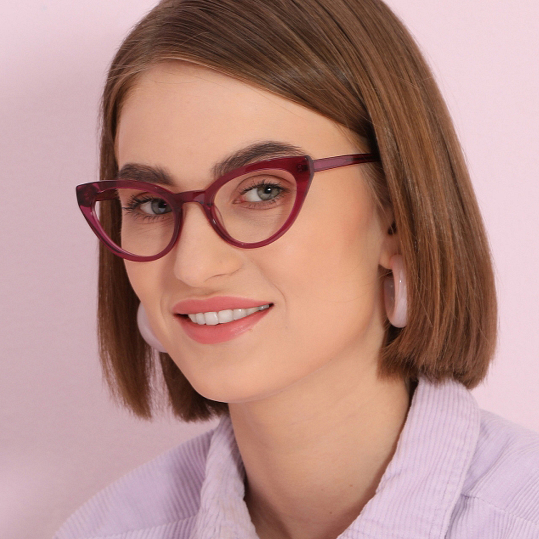 John Jacobs Purple Transparent Full Rim Cat Eye right side