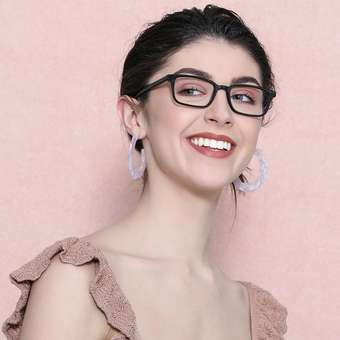 John Jacobs Black Full Rim Rectangle right side