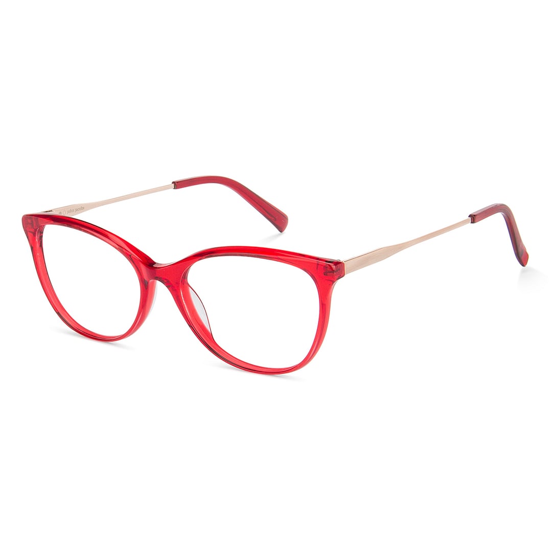 John Jacobs Red Full Rim Cat Eye left side