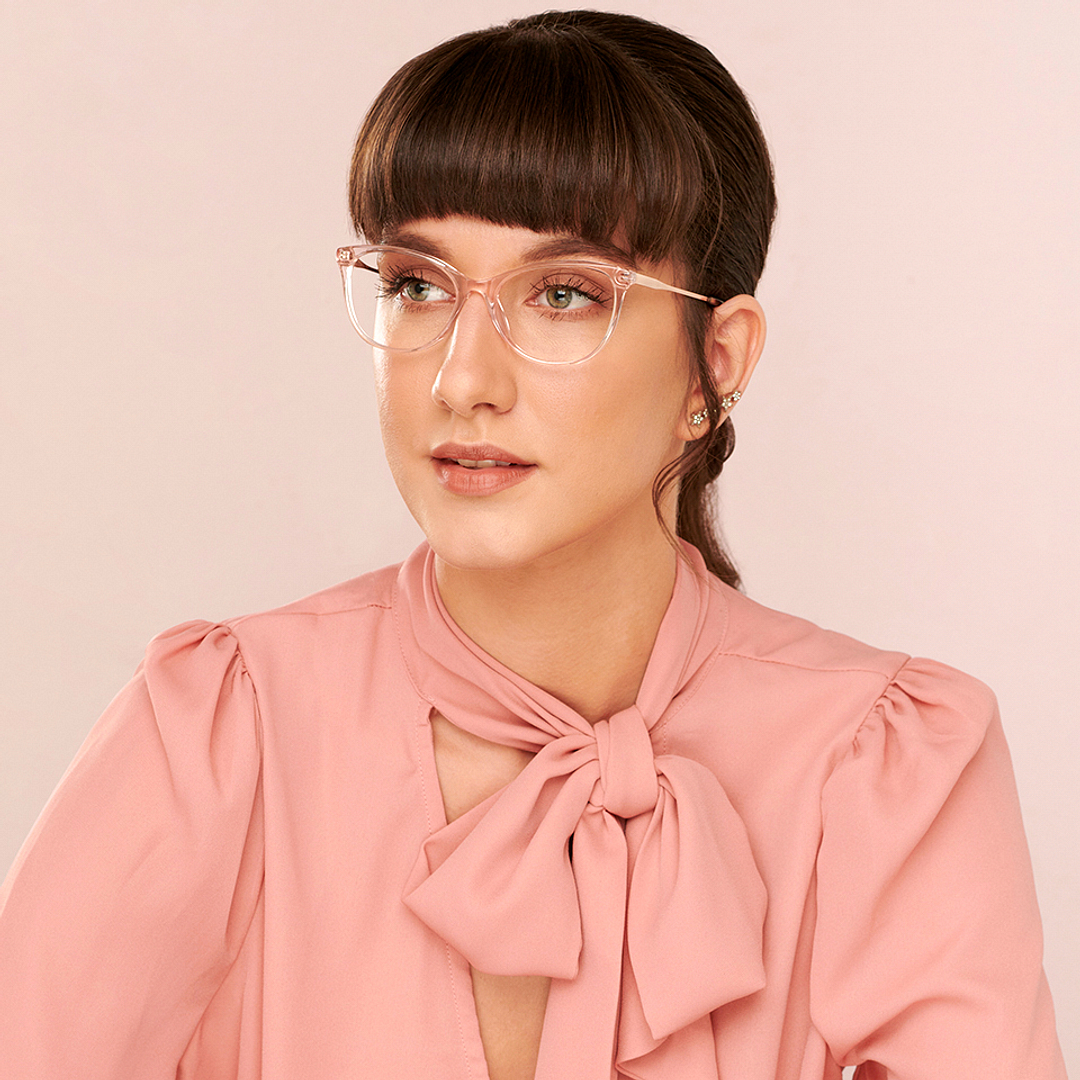 John Jacobs Pink Transparent Full Rim Cat Eye right side