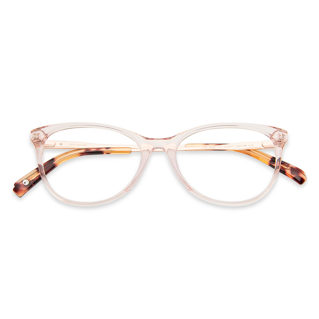 John Jacobs Pink Transparent Full Rim Cat Eye left side