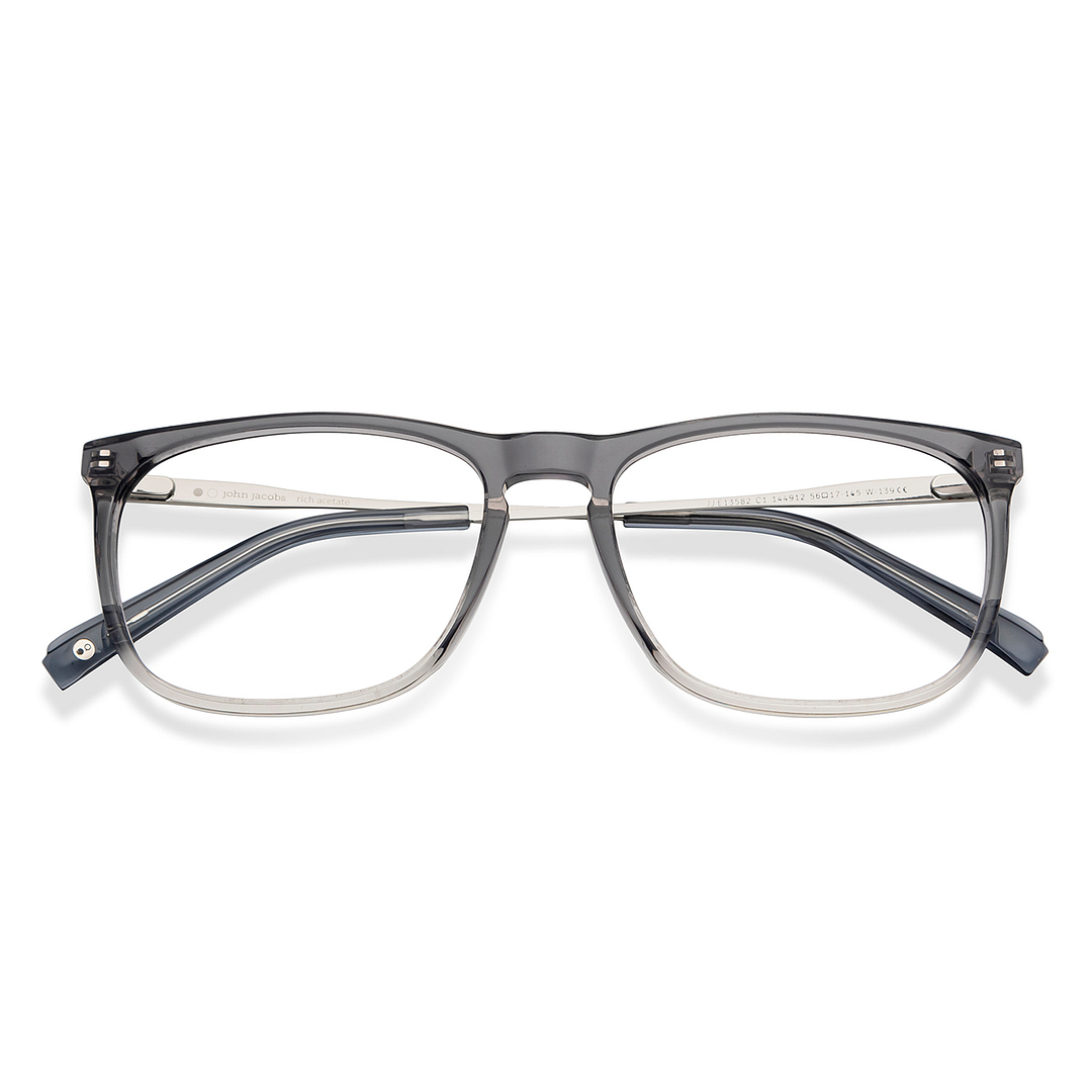 John Jacobs Online Gray Transparent Full Rim Square left side