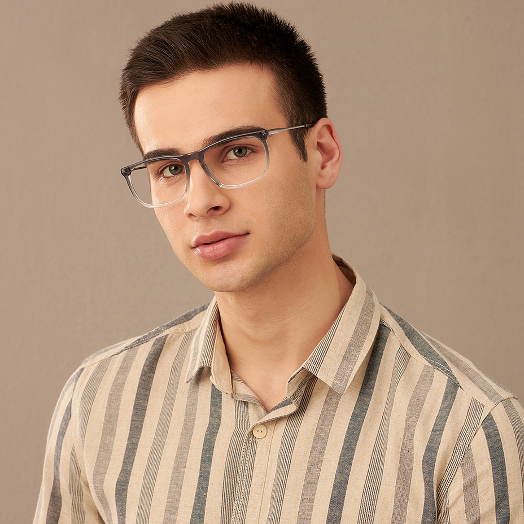John Jacobs Online Gray Transparent Full Rim Square right side