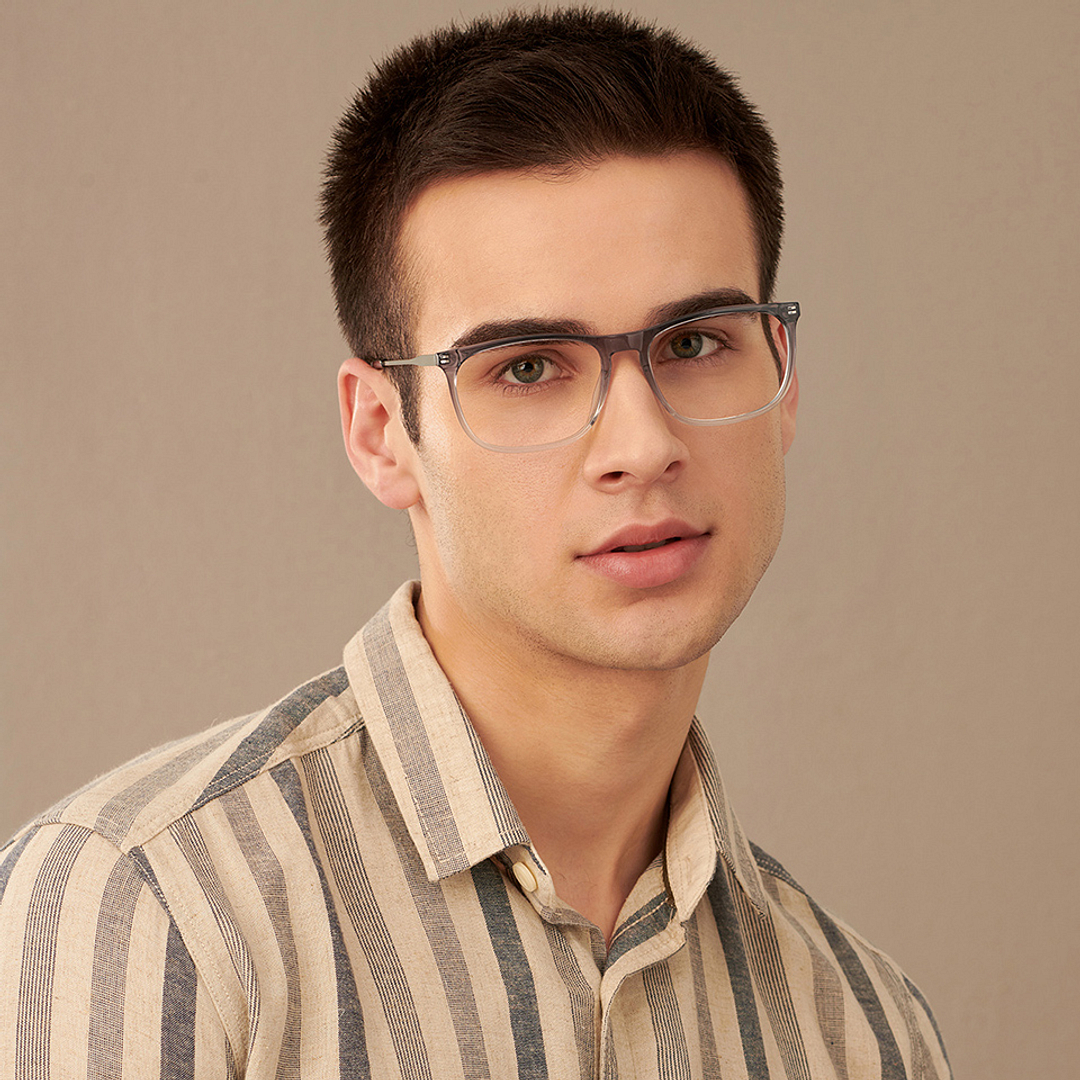 John Jacobs Online Gray Transparent Full Rim Square left side