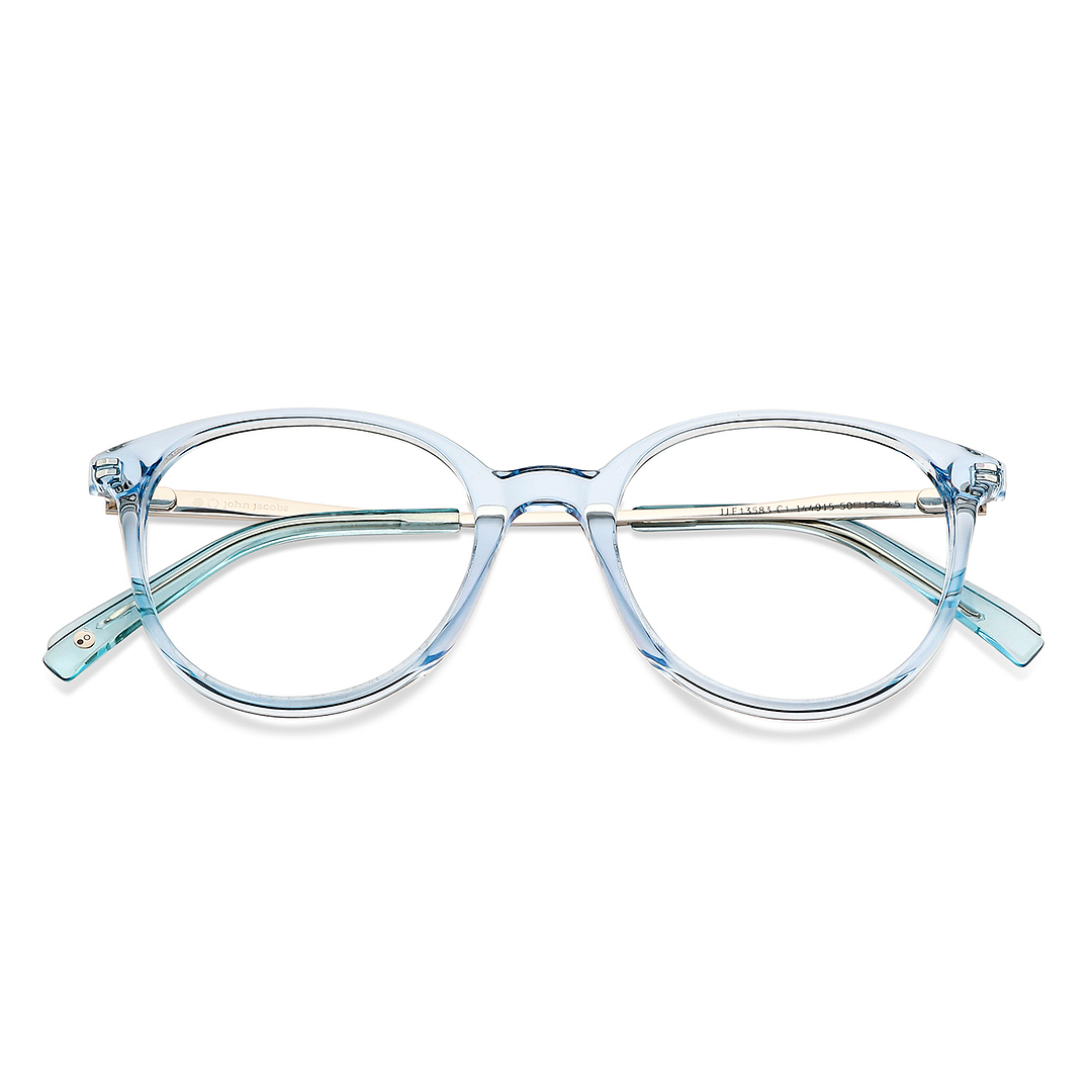 John Jacobs Online Blue Transparent Full Rim Round left side