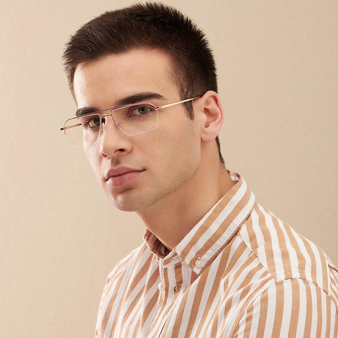 John Jacobs Online Gold Half Rim Rectangle left side