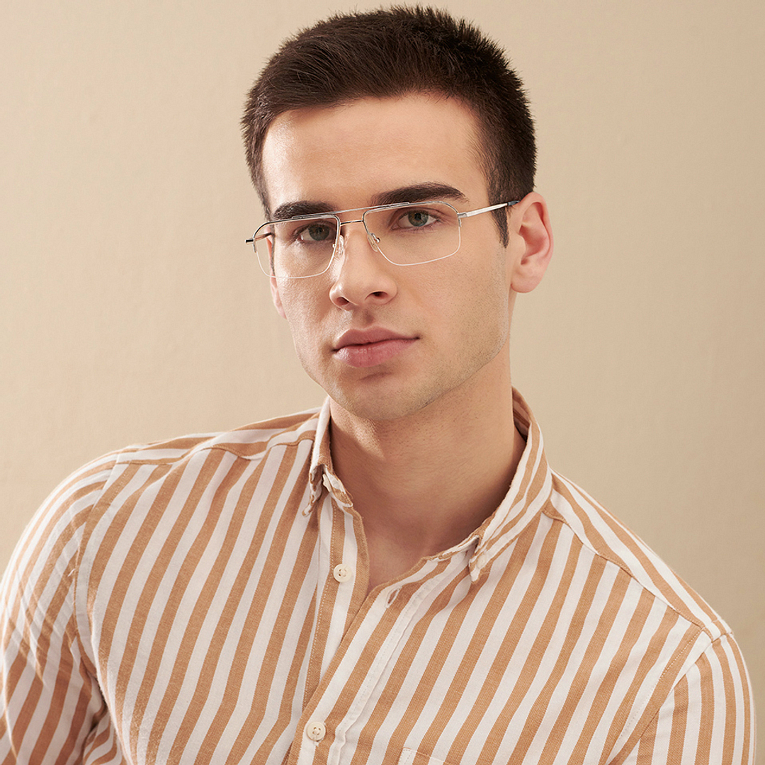 John Jacobs Online Silver Half Rim Rectangle right side