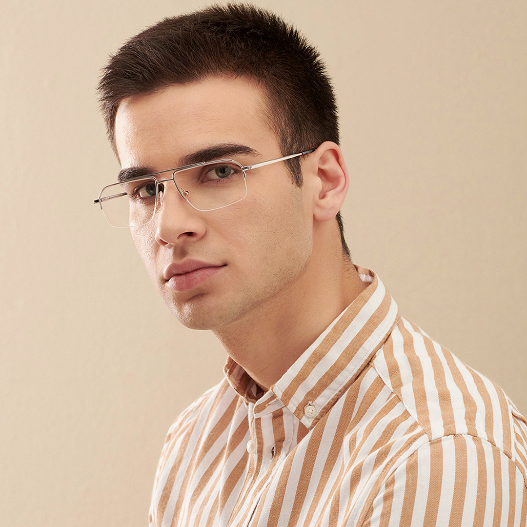 John Jacobs Online Silver Half Rim Rectangle left side