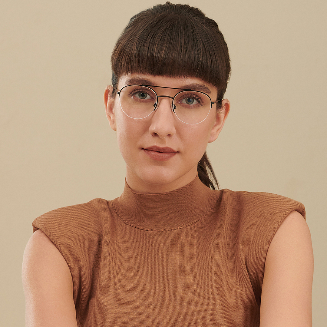 John Jacobs Black Half Rim Aviator left side