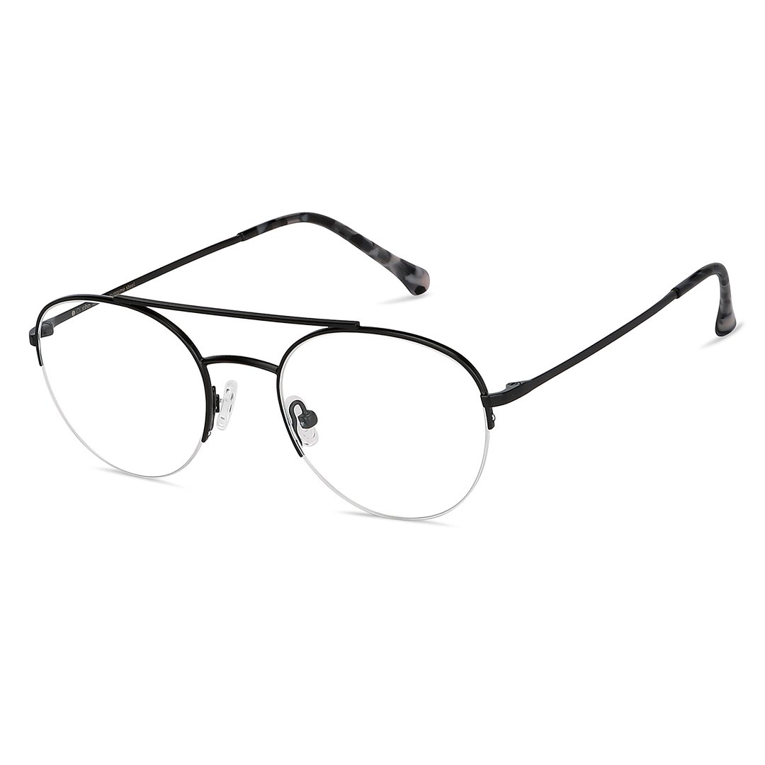 John Jacobs Black Half Rim Aviator left side