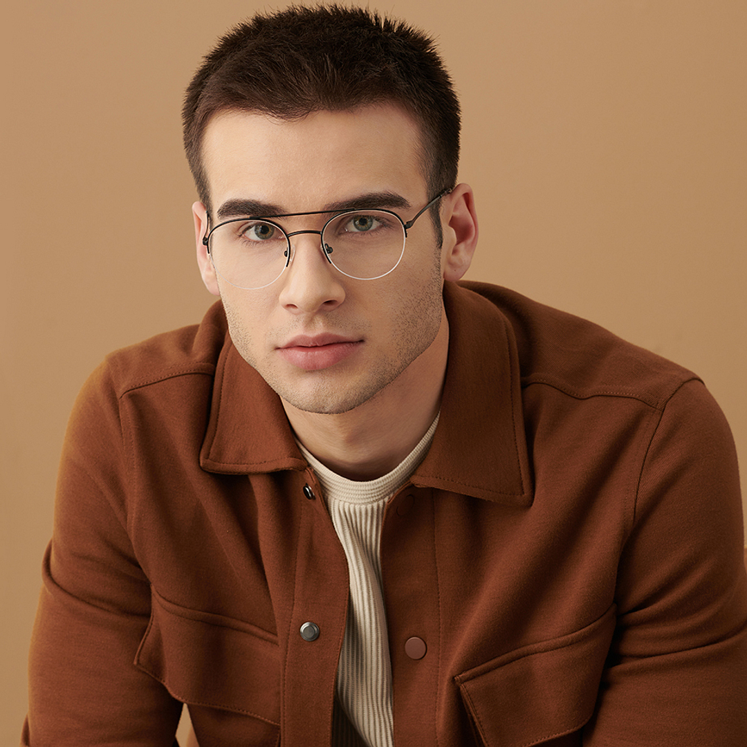 John Jacobs Black Half Rim Aviator right side