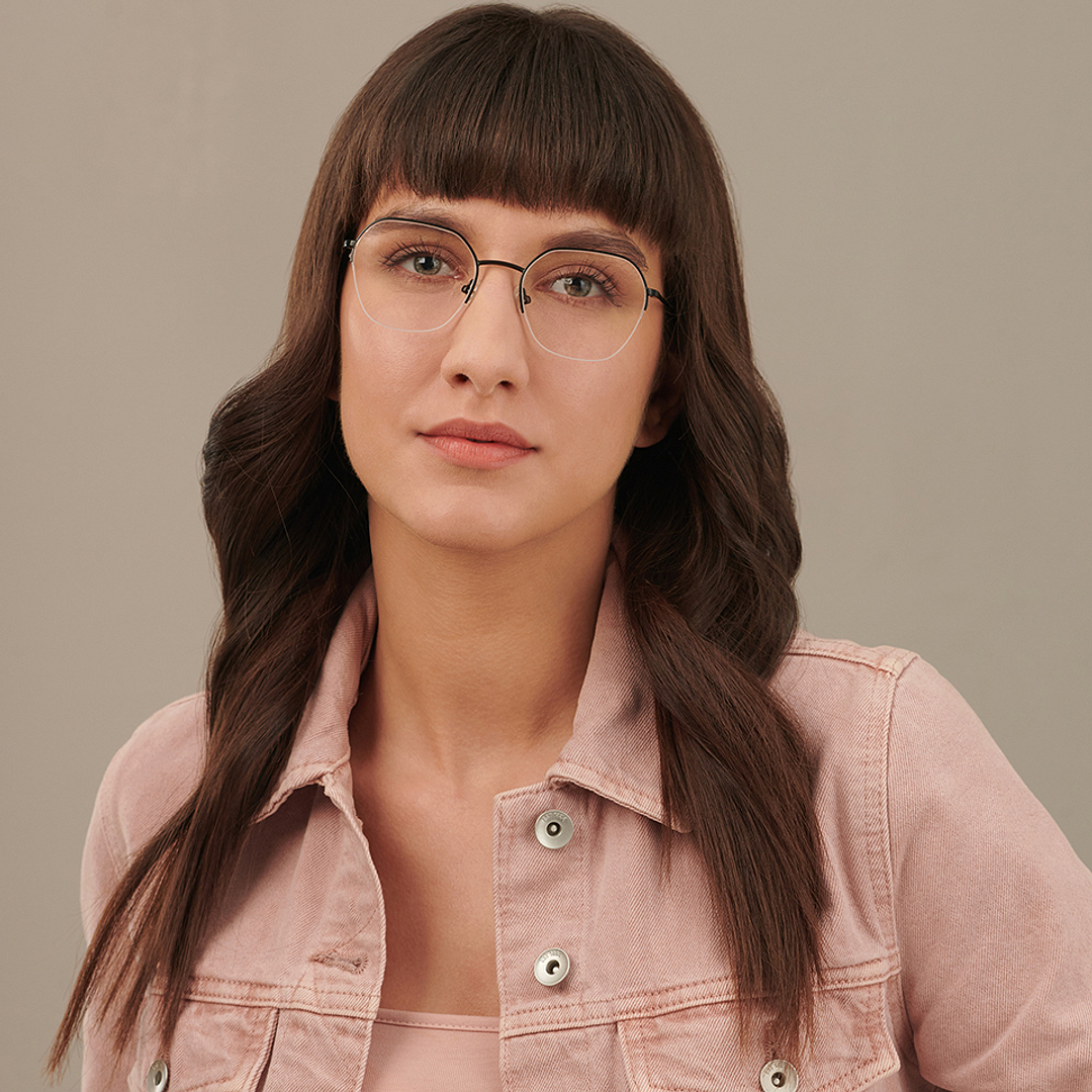 John Jacobs Online Black Half Rim Geometric right side