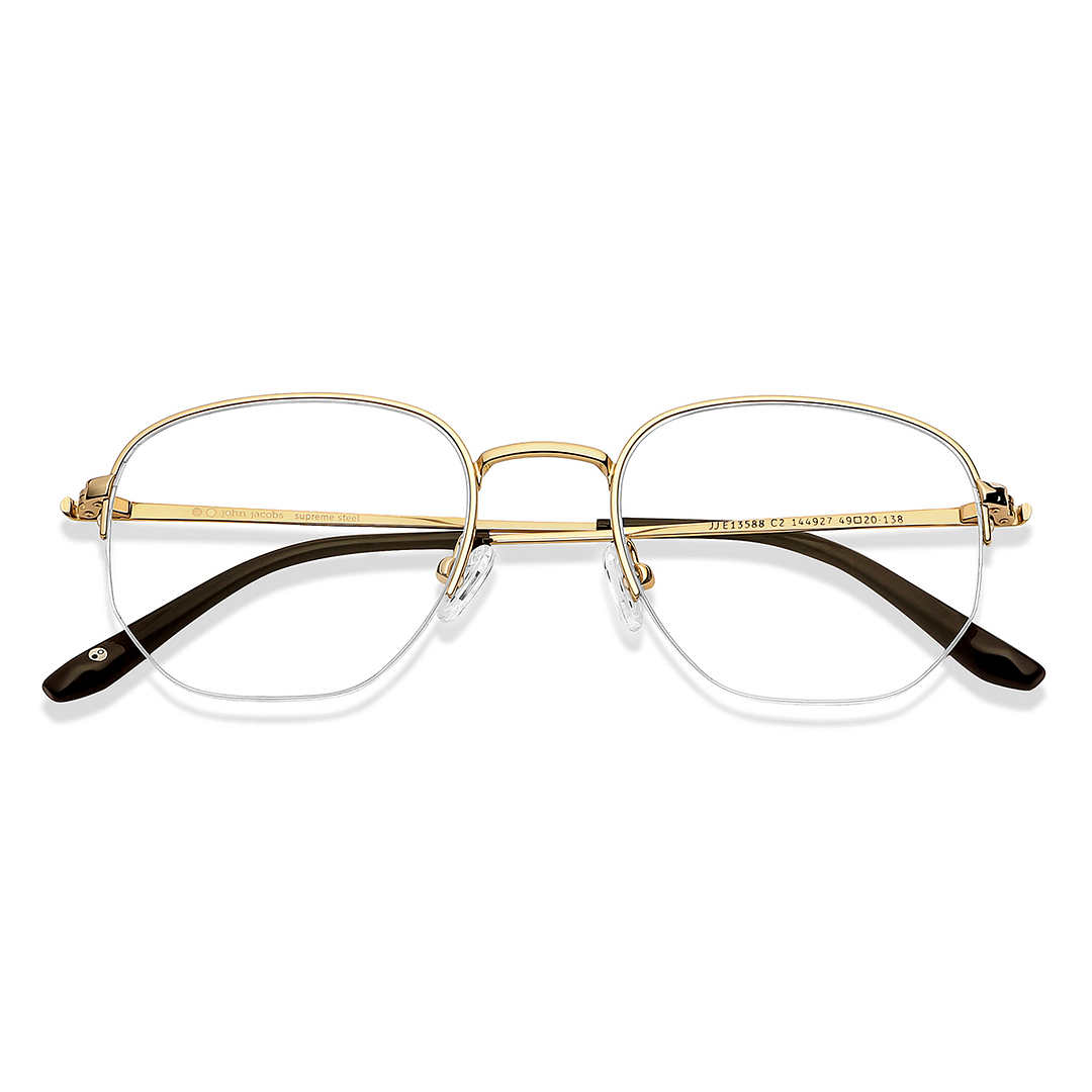 John Jacobs Gold Half Rim Geometric left side