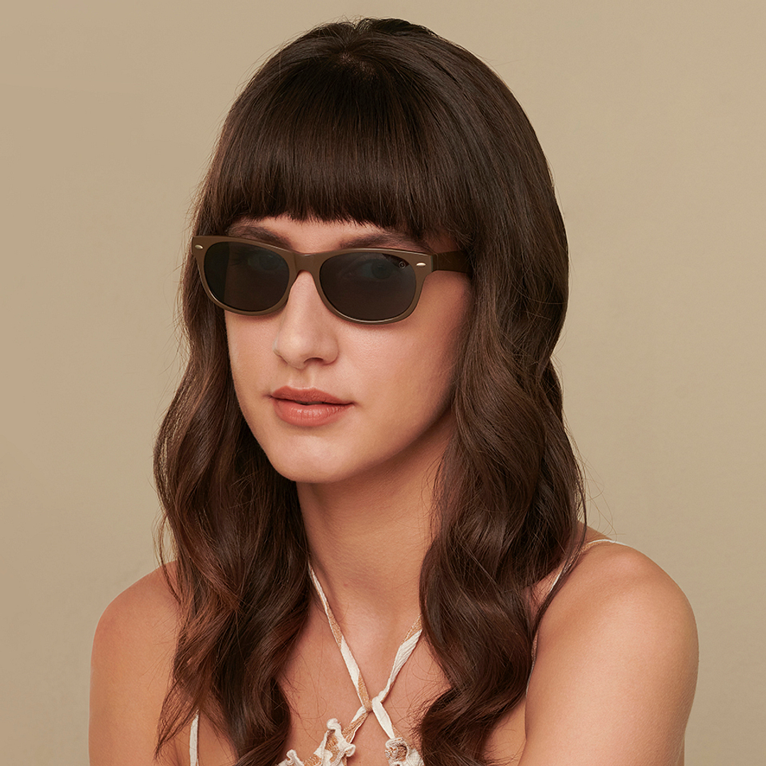 John Jacobs Computer Glasses Light Brown Full Rim Square left side