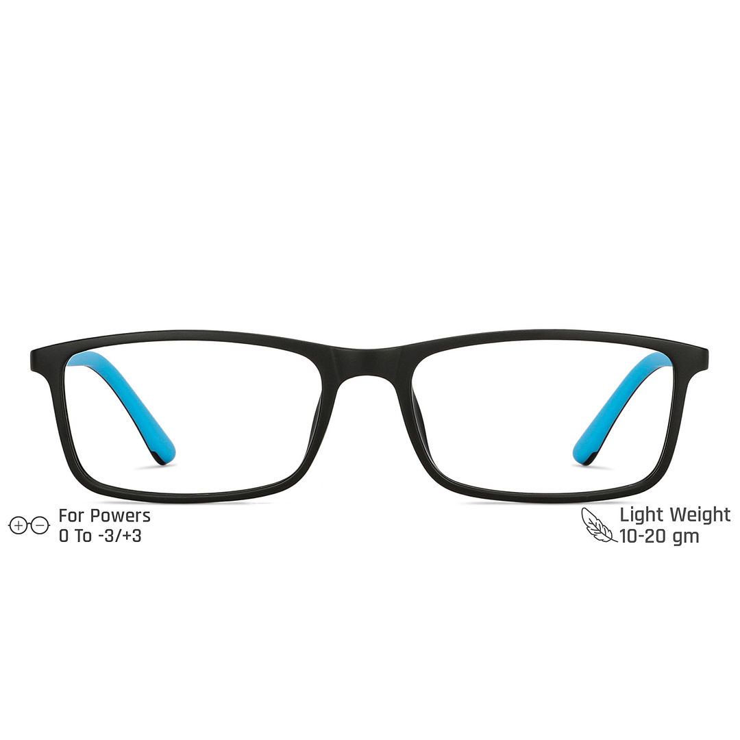 John Jacobs Black Full Rim Rectangle left side