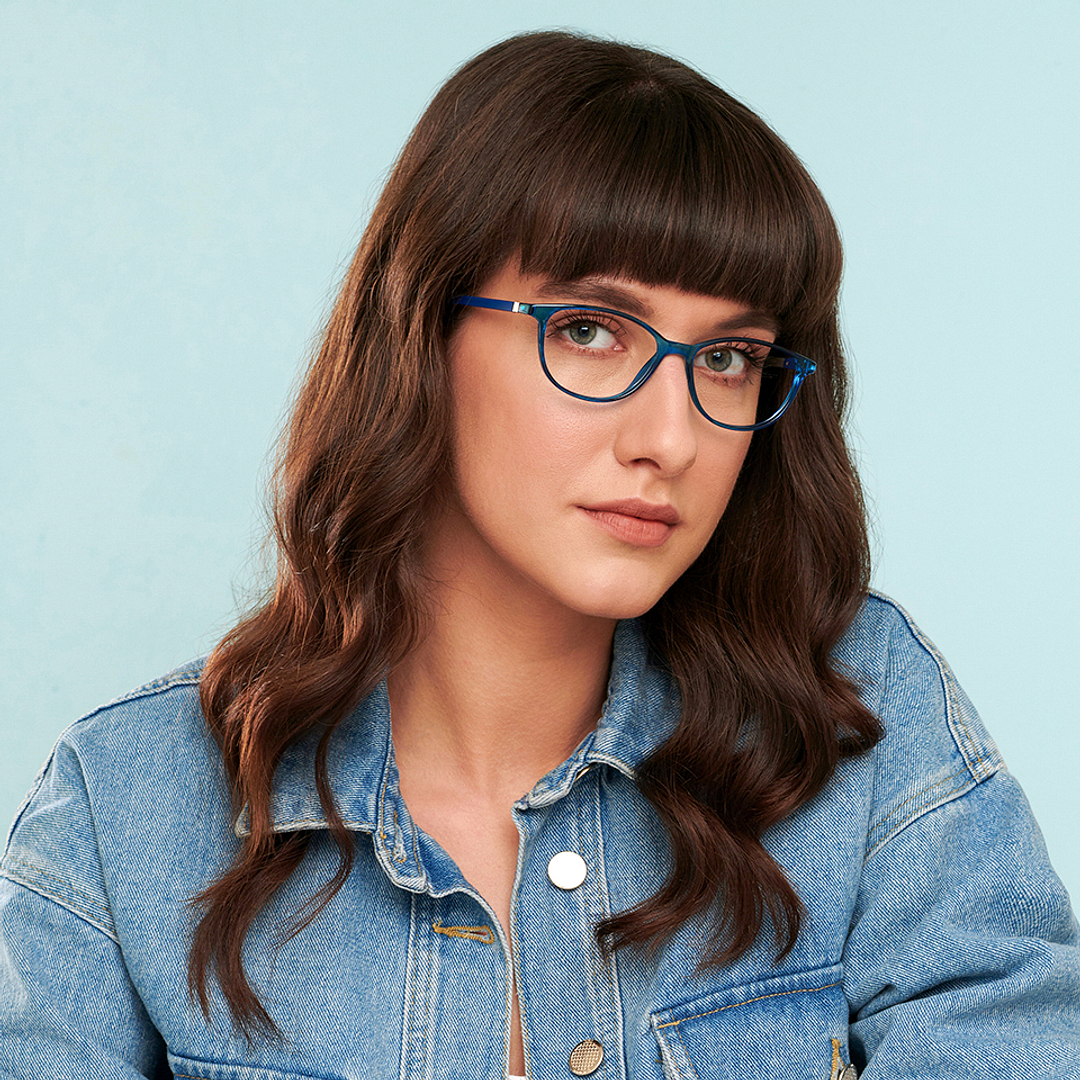 John Jacobs Online Sky Blue Full Rim Cat Eye right side