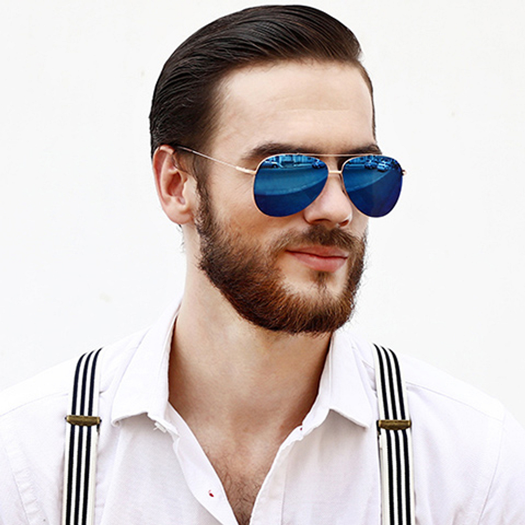 John Jacobs Computer Glasses Gold Full Rim Aviator left side