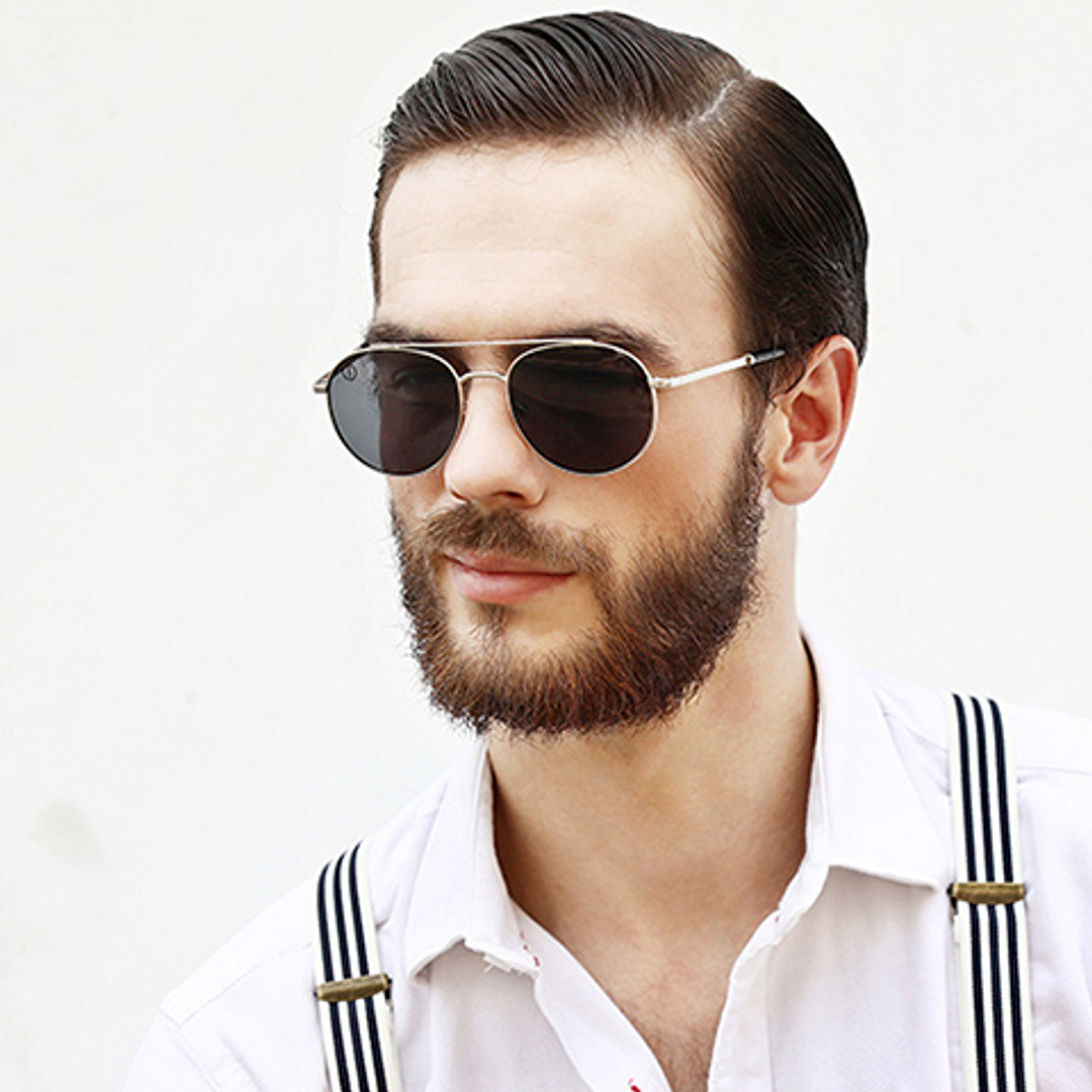 John Jacobs Computer Glasses Silver Full Rim Aviator left side