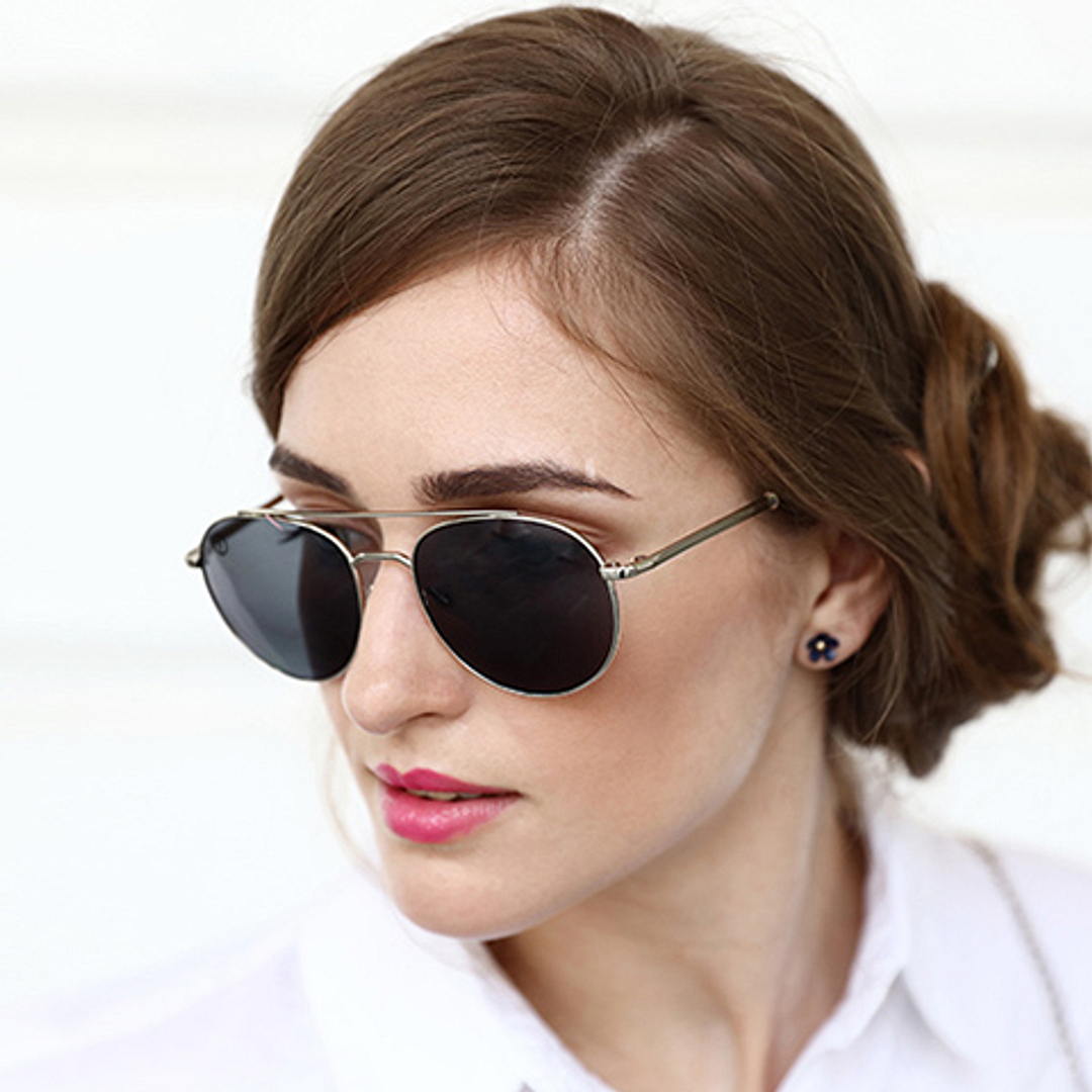 John Jacobs Computer Glasses Silver Full Rim Aviator left side
