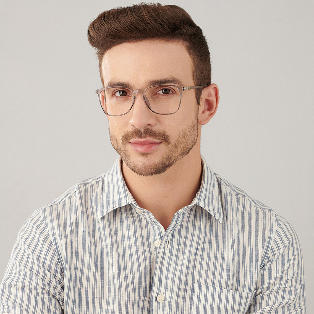 John Jacobs Gray Transparent Full Rim Square left side