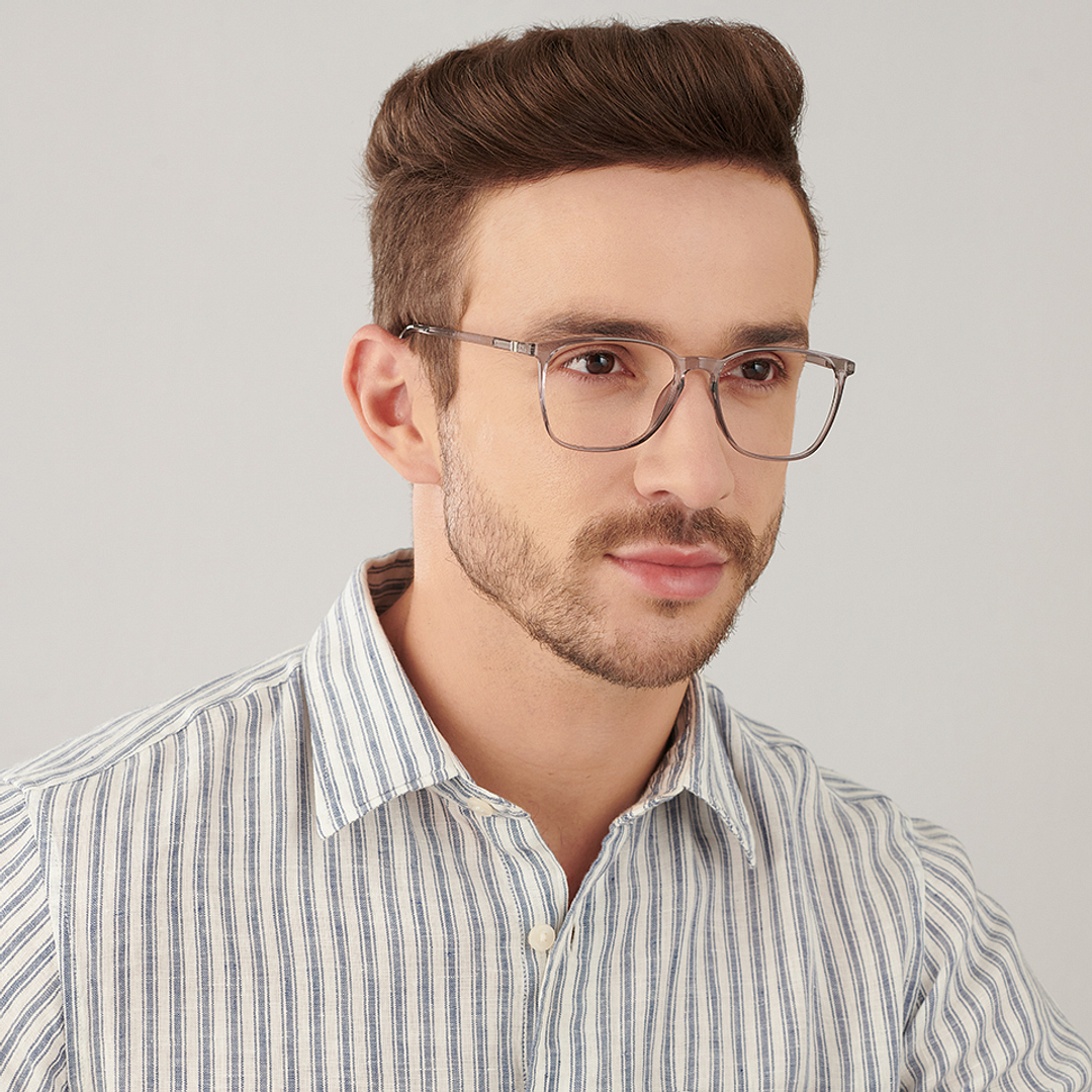 John Jacobs Gray Transparent Full Rim Square right side