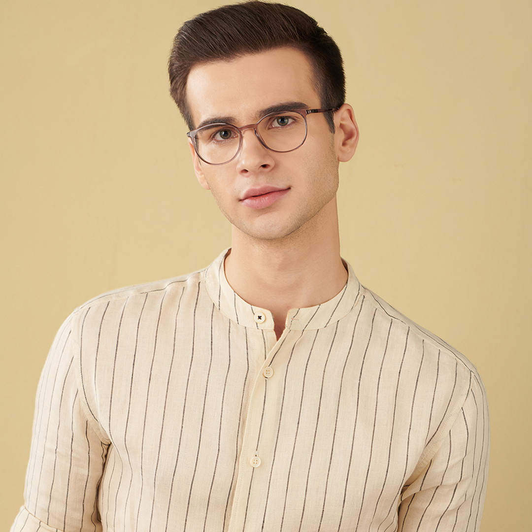 John Jacobs Gray Transparent Full Rim Round left side