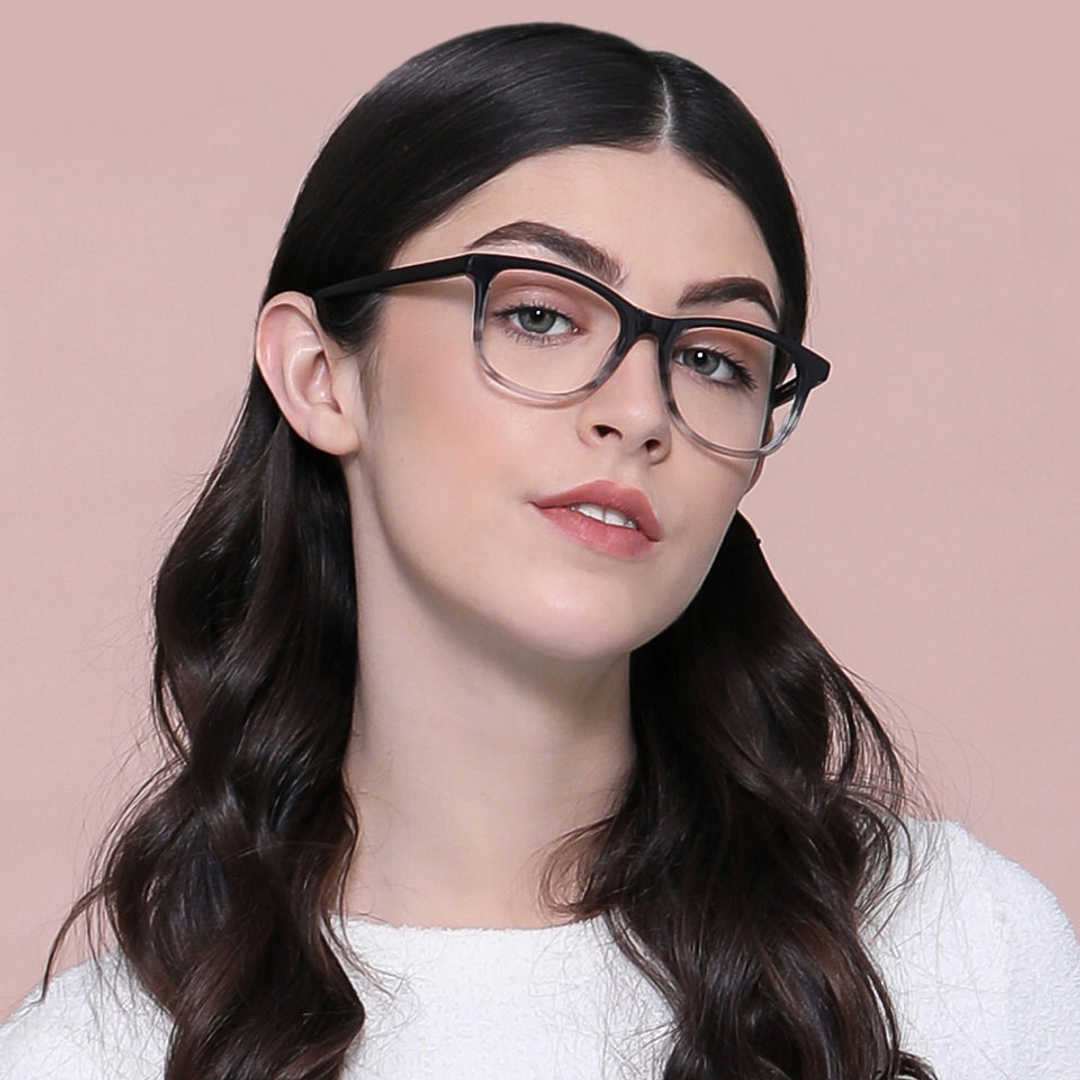 John Jacobs Black Transparent Full Rim Square right side