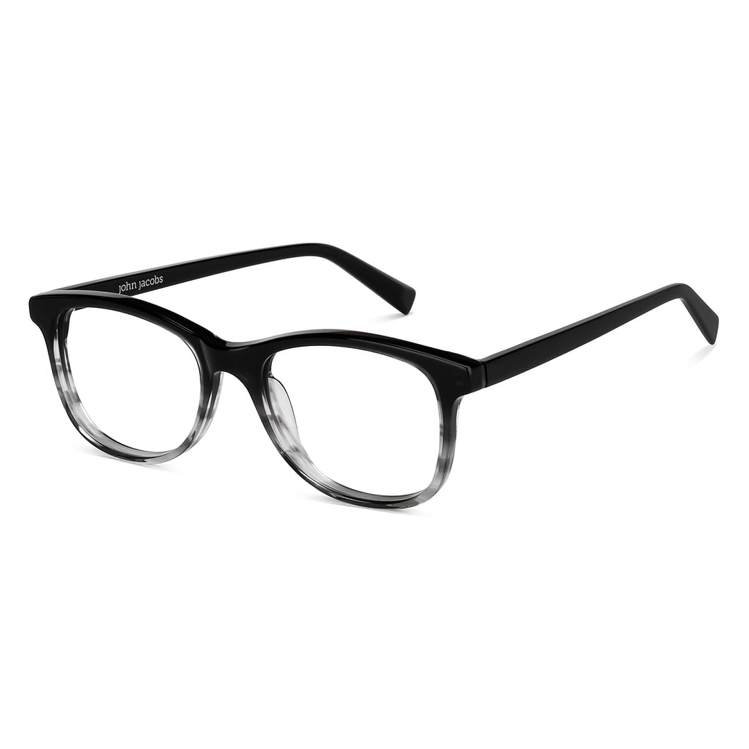 John Jacobs Black Transparent Full Rim Square left side