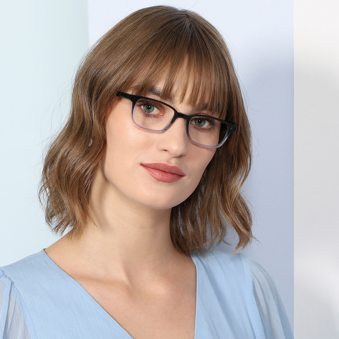 John Jacobs Black Blue Full Rim Rectangle left side