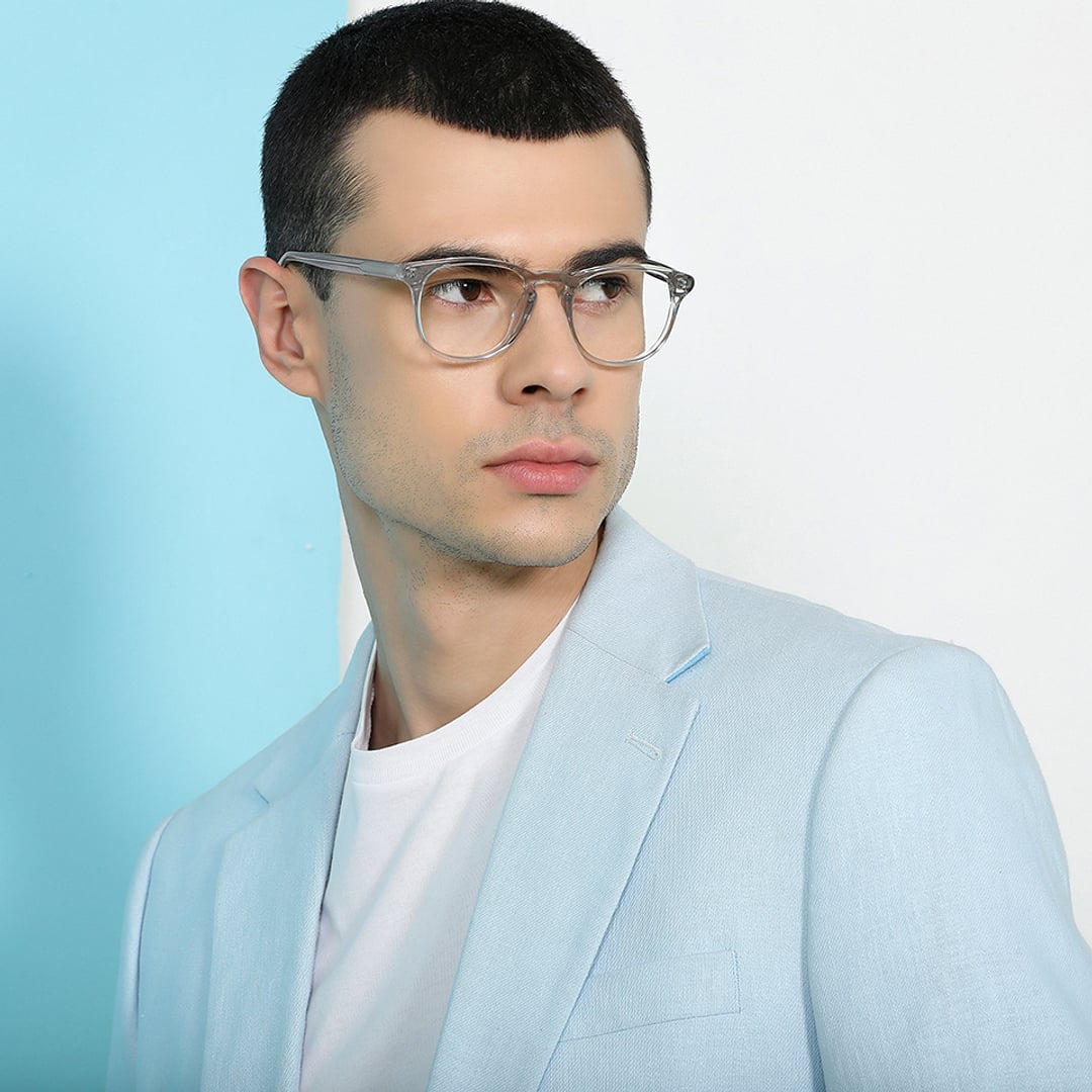 John Jacobs Crystal Transparent Full Rim Round left side