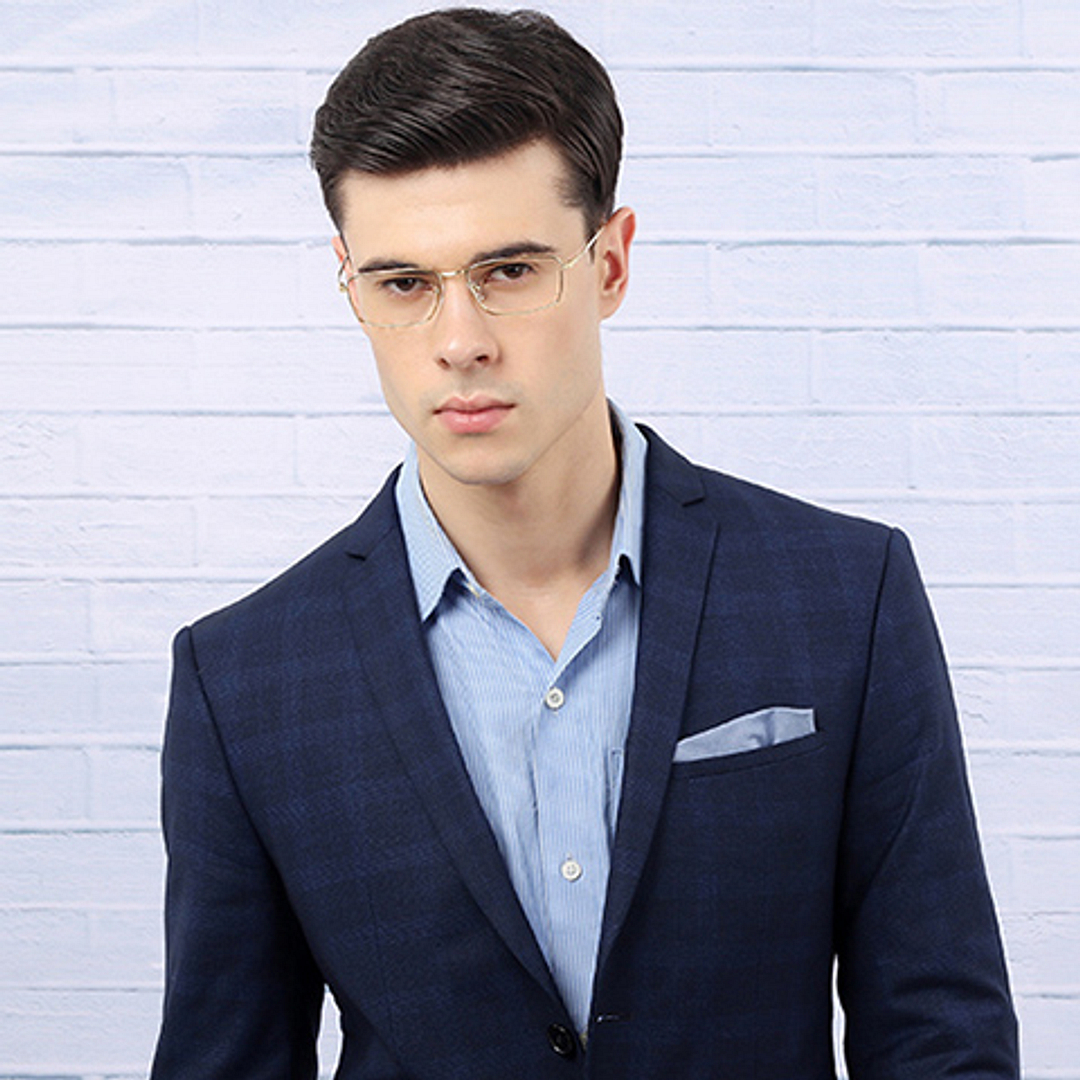 John Jacobs Screen Glasses Gold Full Rim Rectangle left side